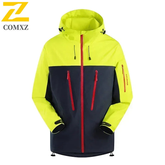 Chaqueta cortavientos impermeable y a prueba de viento para hombre, de primavera y otoño, para actividades al aire libre, montañismo, viajes, con capucha, corte entallado y versátil.