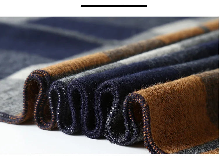 Designer Brand Plaid Men's Cashmere Scarf Winter Warm Scarves Shawls Casual Business Long Wraps Pashmina Christmas Gift for Man