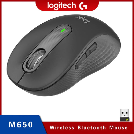 Ratón inalámbrico Bluetooth original Logitech M650 con clics silenciosos para PC, Mac, dispositivos múltiples y Chromebooks de oficina. Tecnología de sensores.