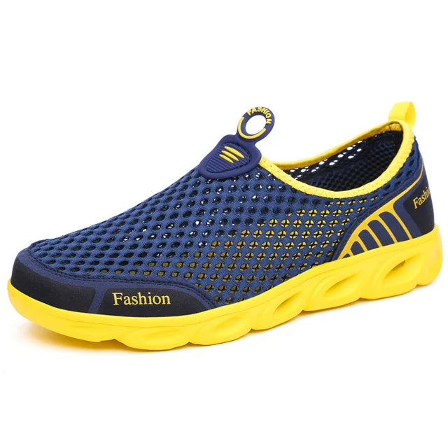 Zapatos casuales de malla para hombre, transpirables, sin cordones, para playa, suaves y cómodos, para caminar en verano 
