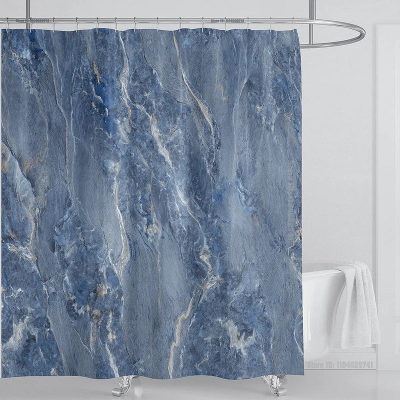 Cortina de ducha impermeable de mármol, cortina de ducha impermeable para decoración de baño, cortina de ducha impresa, lavable, con ganchos