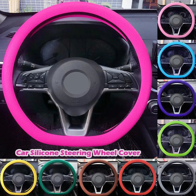 Car Silicone Steering Wheel Cover Men's And Women's Summer Fashion Sweat Wicking Non-slip All-season Model Thin And Soft