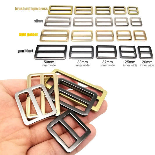 Correa de hombro para bolso de cuero grueso de alta calidad, de metal, con ajuste rectangular, pasador de triple deslizamiento, hebilla de rodillo, deslizador, anillo en O.