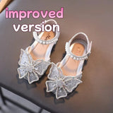 Summer Girls Sandals Fashion Sequins Rhinestone Bow Girls Princess Shoes Baby Girl Shoes Flat Heel Sandals Size 21-35