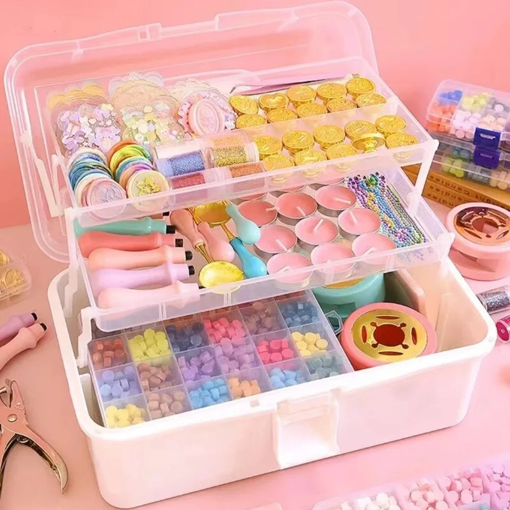 2/3 Layers Large Capacity Storage Box Foldable Multifunctional Plastic Portable Makeup Hairpin Organizer Nail Art Jewelry Box