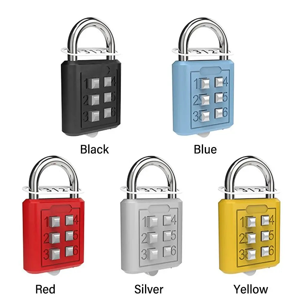 6 Digit Button Combination Password Lock Portable Travel Anti-theft Luggage Backpack Zipper Lock Dormitory Cabinet Padlock