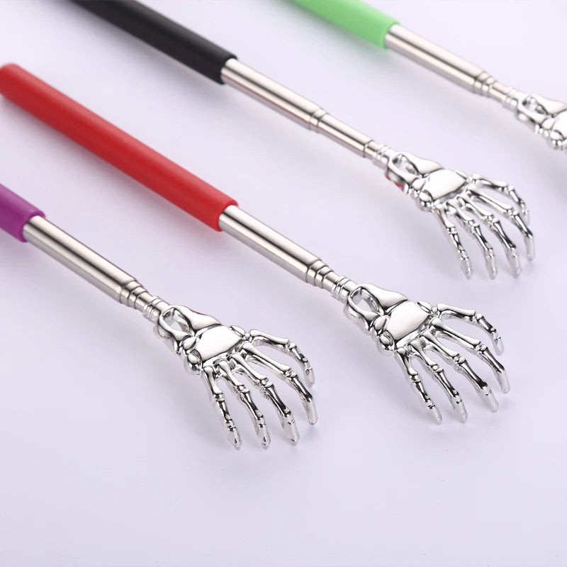 Skull Palm Telescopic Back Scratcher Hand Massager Back Slap with Rubber Handles Fun and Novel Tool for Decompression Hand Stick