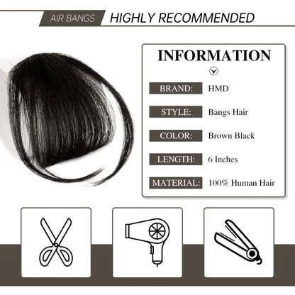 Franja de ar sintética invisível falsa, extensão de cabelo com prendedor frontal, peças de cabelo, franja de ar, fibra, bom acessório de estilo de cabelo