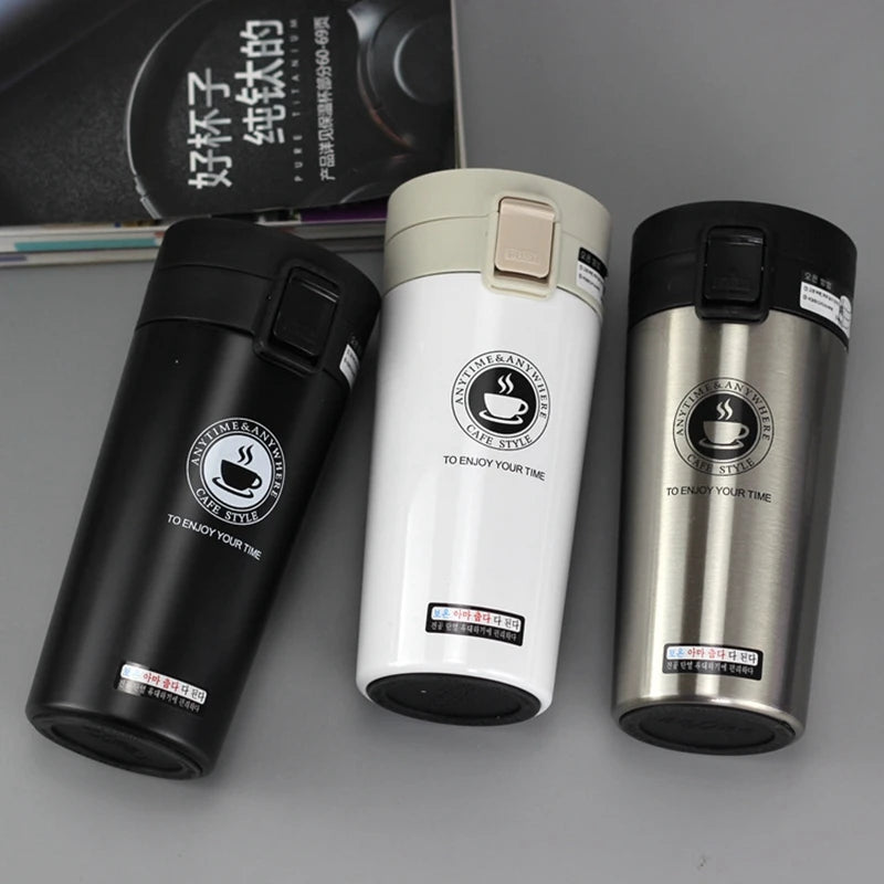 Taza de café de viaje Premium de acero inoxidable de 380ML, termo, termo, termo, botella de agua, taza de té, termo