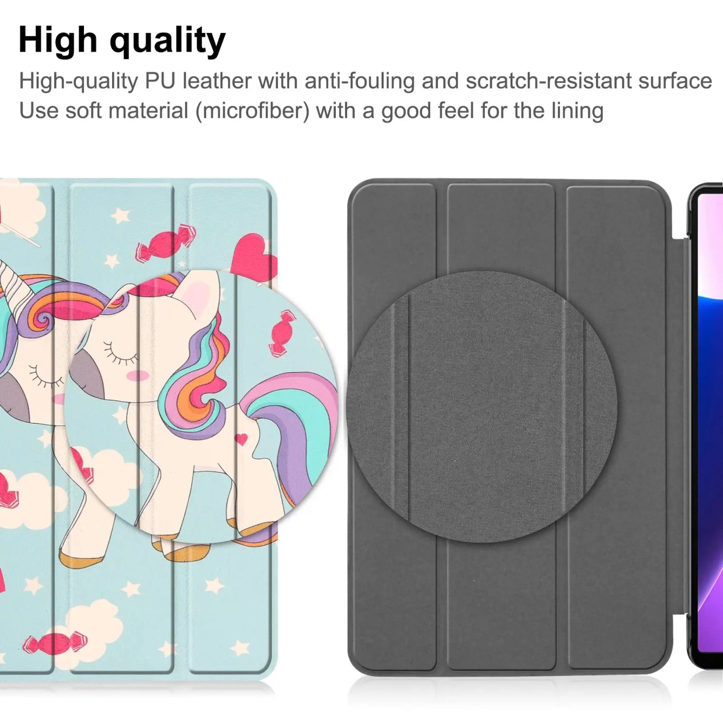 Leather Case for Lenovo Tab M10 FHD Plus 3rd 2nd Gen HD 10.1 10.6 Inch X306F X505F Kids Unicorn Folding Stand Smart Cover Funda