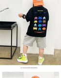 Camiseta de manga corta de verano para niños, Top de cuello redondo para niños pequeños y medianos, moda informal versátil de media manga