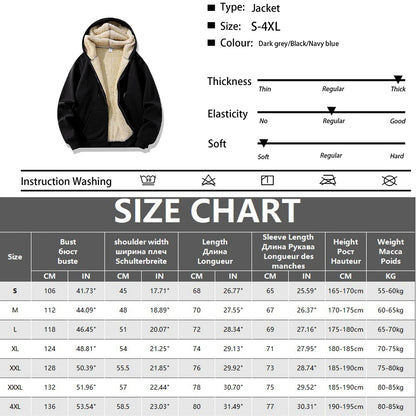 Men's Winter Lambswool Jackets Plus Size Zipper Hoodies Winter Warm Coats Long Sleeved Jacket Casual Coat Tops Clothing