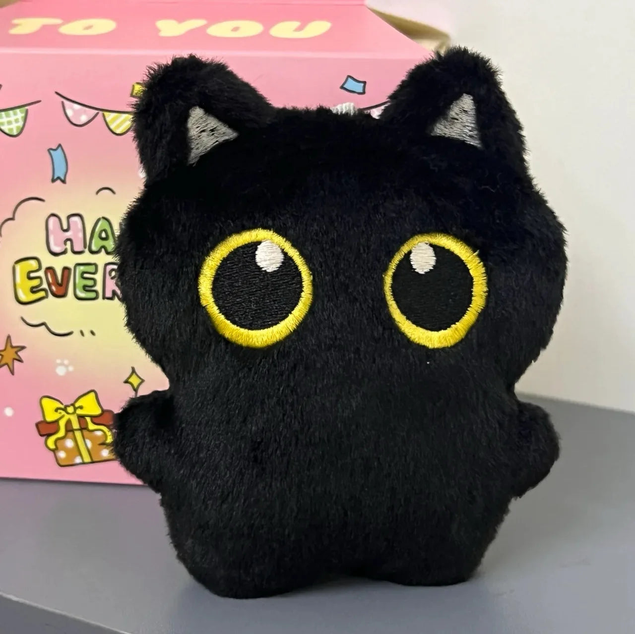 Black Cat Doll Pendant Keychain Cute Pilot Little Black Cat Hanging Backpack Keychain Creative Cat Plush Keychain Gift for Phone