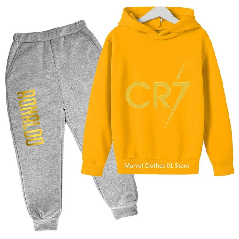 2024 Cristiano Ronaldo CR7 Cosplay Costumes Kids Football Idol Hoodie Set Pants Kids Boys High Quality Tops Girls Clothing Sets