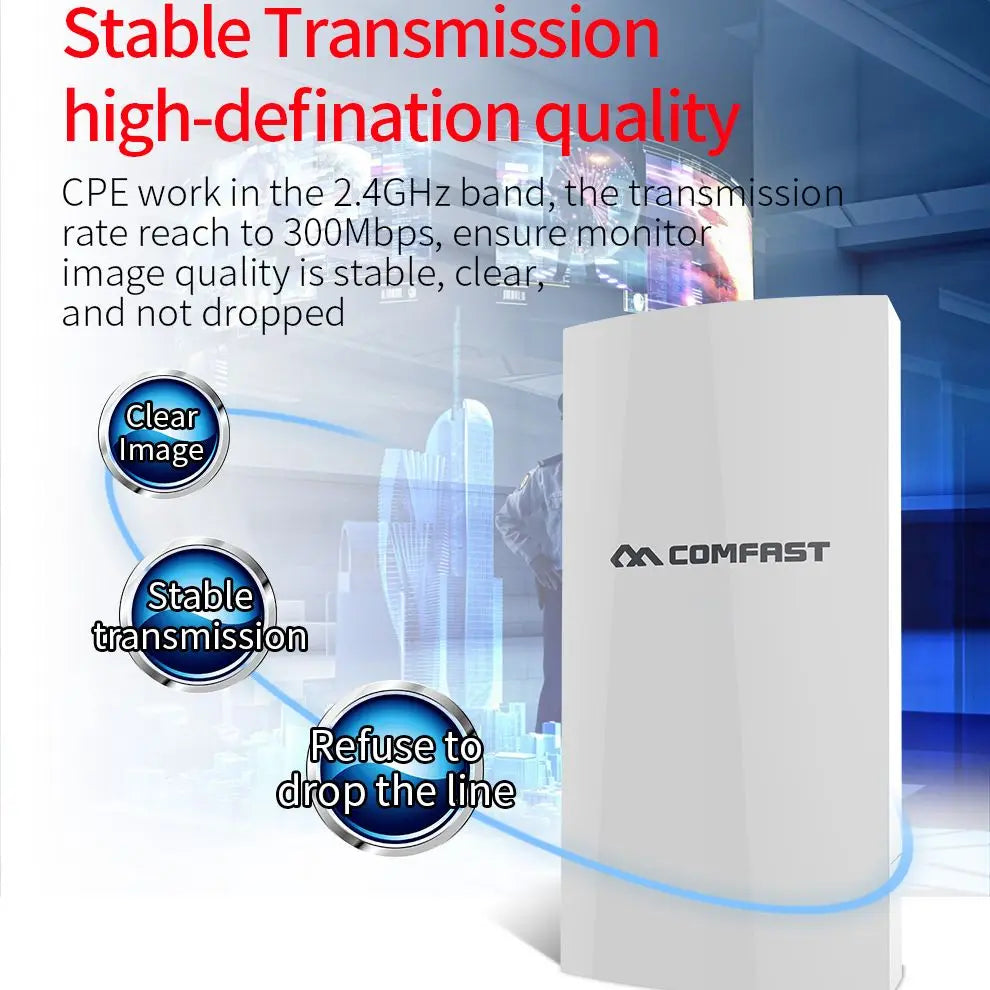 300Mbps Outdoor Bridge 2.4Ghz 15V/48V POE Power WIFI CPE 1-5KM Stable Transmission WiFi Repeater For Long Range IP Camera