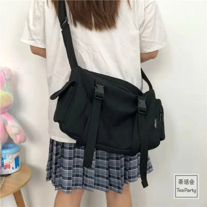 Canvas Crossbody Bags for Women Youth Men Fashion Casual Large Capacity Handbags Shoulder Bags Solid Color Ladies Messenger Bag