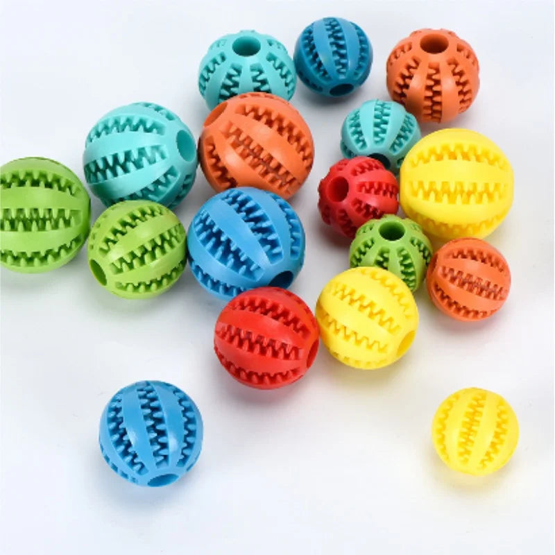 Rubber Dog Ball Teeth Cleaning Pet Training Interactive Chew Toy Dogs Puppy Gift 3 Sizes 1pc 