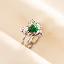 1pc Green Turquoise Ring Hippie Stainless Steel Silver Color Charm Opening Adjustable Ring Women Chunky Bohemian Party Jewelry