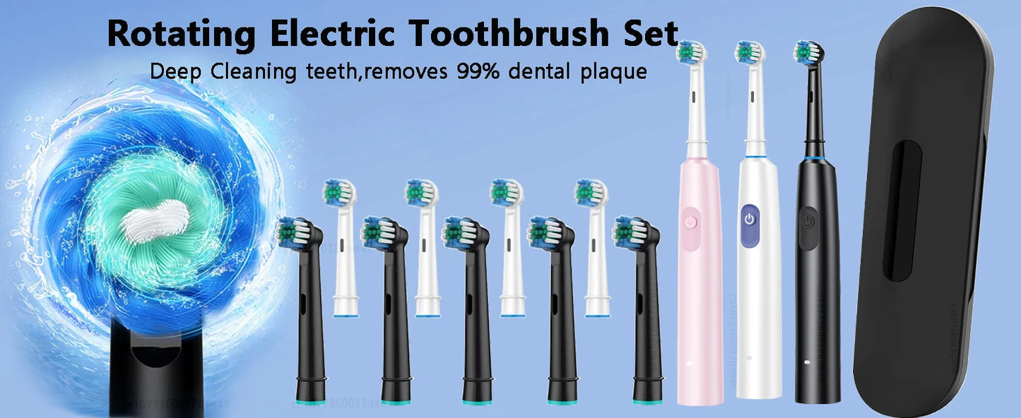 Rotation Electric Toothbrush with 8 Brush Heads Fast Charging Toothbrushes 5 Modes Rechargeable Toothbrush for Adult Oral Care