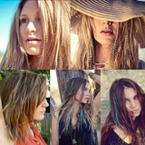Stripe Printed Clip-in Hair Extensions Colorful Synthetic Hair Highlights 18 Inches Straight Wig Hairpieces for Daily Use Party