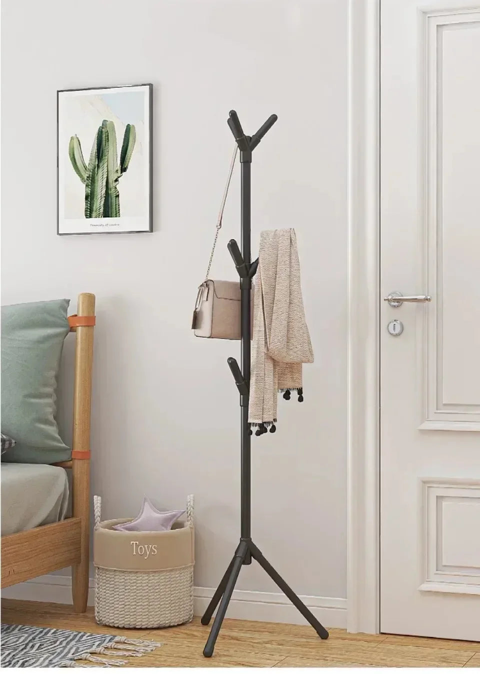 2025 New Standing Coat Rack Hook Household Clothes Hanger Floor Standing Bedroom Clothing Storage Rack Save Space Clothing Racks