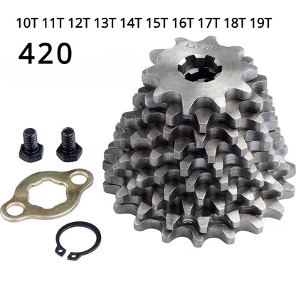 Roda dentada do motor dianteiro para Pit Dirt Bike, Acessórios de substituição, 420, 10, 12, 13, 14, 15, 16, 17, 18, 19 Dente, 17mm, 70cc, 110cc, 125cc
