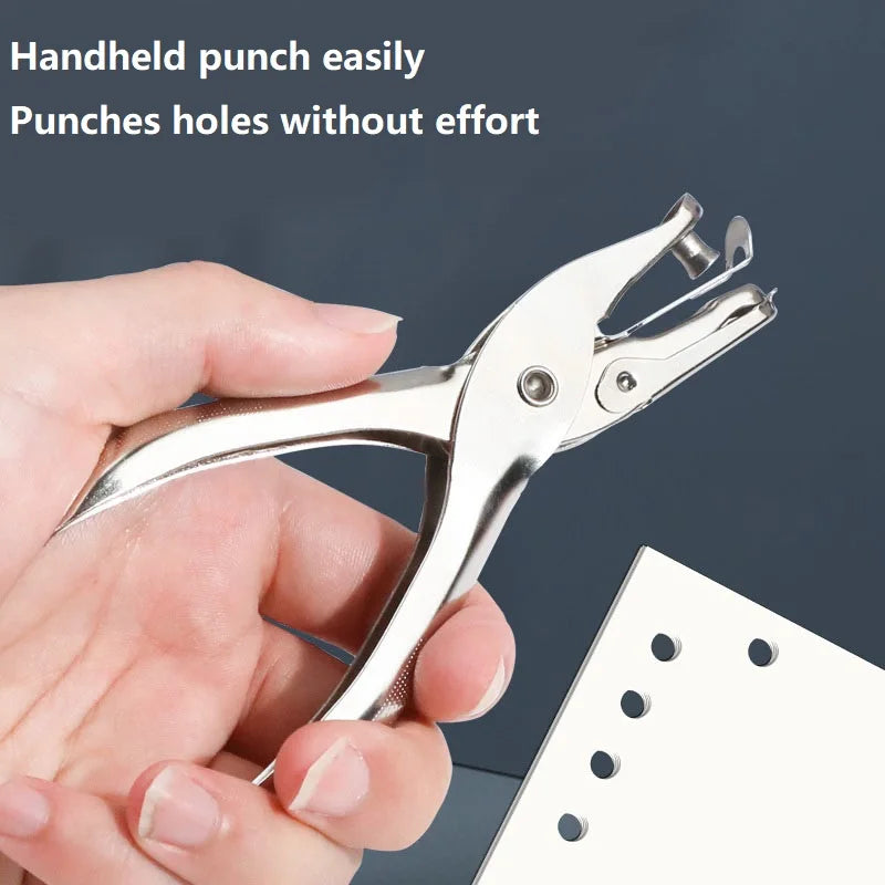 New Hand Held Metal Stationery Round Hole Paper Punch Bind Paper Perforator Cutter Corners Hole Punch DDK02