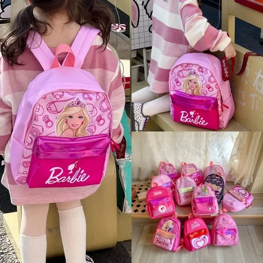 Mochila de moda con diseño de dibujos animados de Barbie Kawaii, ideal como regalo para niñas y niños de guardería.