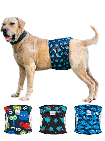 (3pcs per pack) CuteBone Reusable Male Dog Diapers Washable Dog Belly Bands for Male Dogs Wraps Doggie Diapers
