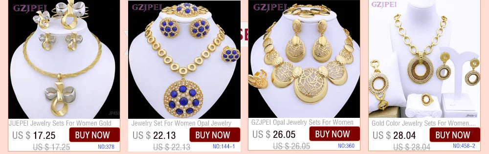 Dubai Jewelry Set For Women 18K Gold Plated Luxury Necklace Earrings Bracelet And Ring Set Jewelry For Wedding Party Trending
