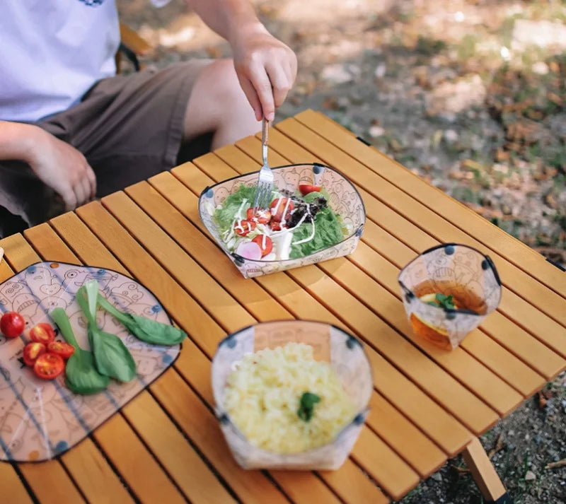 Outdoor Lightweight Folding Tableware Portable Bowl Dinner Plate Coffee Filter Funnel Water Cup Multi-purpose Camping Tableware