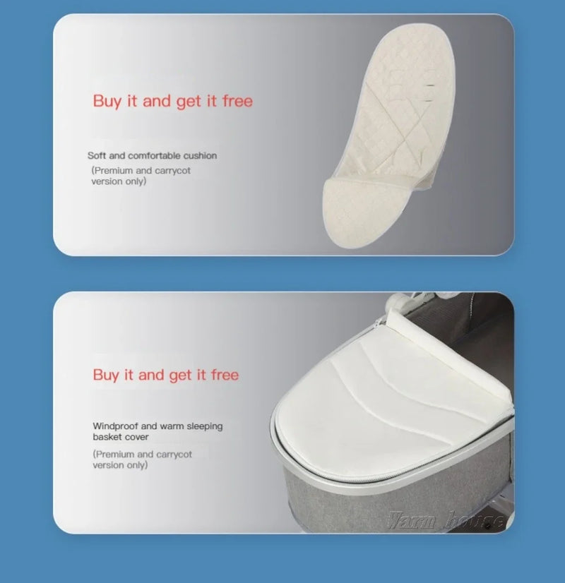 Baby Stroller 3in1,Luxury Baby Carriage with Car Seat,Eggshell Newborn Stroller Leather High Landscape PU leather