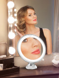 Flexible 10x Magnifying Vanity Mirror with Lights Touch Screen Lighting Dressing Makeup Lamp Bottom Sucker Portable Design LED