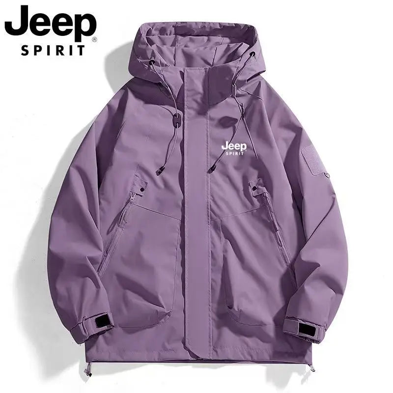 JEEP windbreaker jacket for both men and women, new Spring/Autumn 2026 style windproof hooded sport outdoor loose top