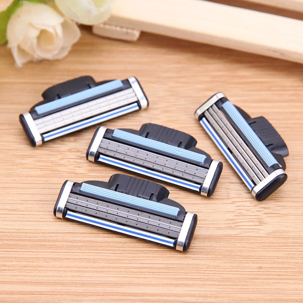 Repuesto de afeitadora de 3 capas, cuchilla de acero inoxidable, cabezal de corte afilado, cuchillas de repuesto, cuchillas de afeitar manuales resistentes al desgaste para hombres
