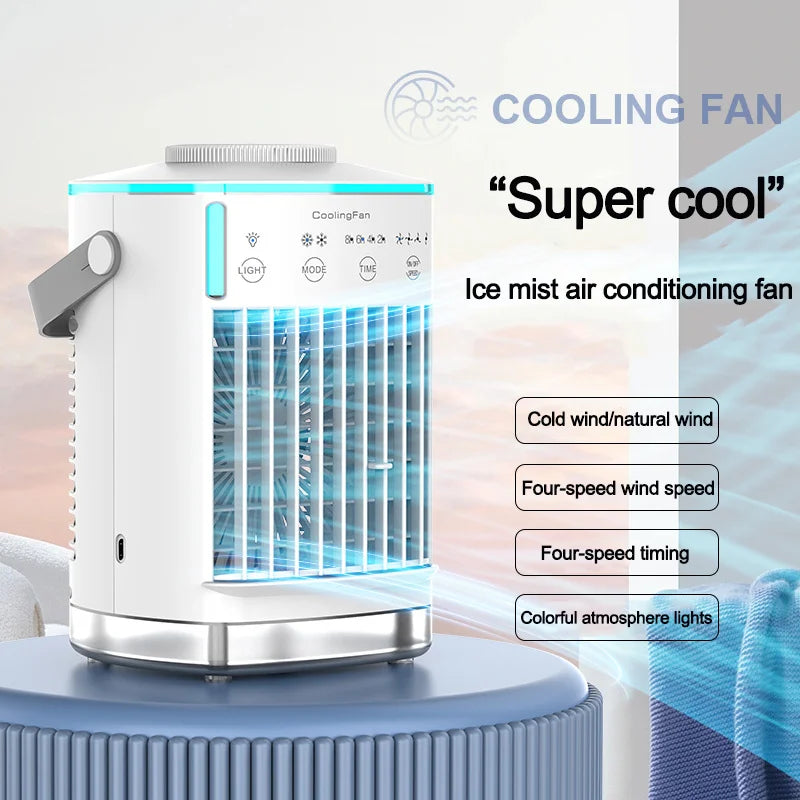 Popular mini air cooler USB air conditioning fan office desktop small water cooling fan spray humidification cooling fan