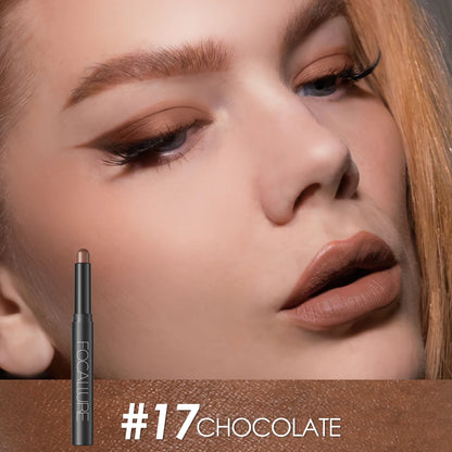 FOCALLURE Lápiz de sombra de ojos perlado de 24 colores, resistente al agua, con brillo, pigmento brillante, delineador en barra, herramientas de maquillaje
