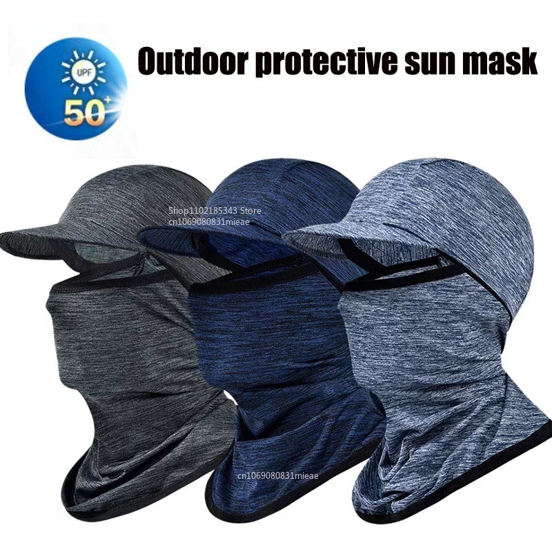 Gorro con capucha y protector solar para la cara, protección UV, de seda fría, para hombres y mujeres, ciclismo, escalada, correr, protector solar, capota de montar