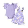 Pudcoco Infant Baby Girls Shorts Set, Short Sleeve Romper with Flower Print Suspender Shorts Summer Outfit 0-18M