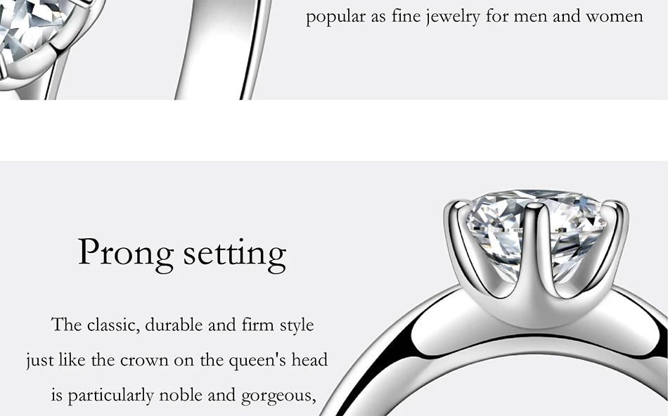 PERFANY 0.5-2CT Moissanite Ring for Women S925 Pure Silver Laboratory GRA Certified Diamond Wedding Luxury Jewelry