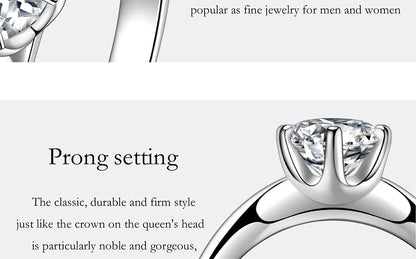 PERFANY 0.5-2CT Moissanite Ring for Women S925 Pure Silver Laboratory GRA Certified Diamond Wedding Luxury Jewelry