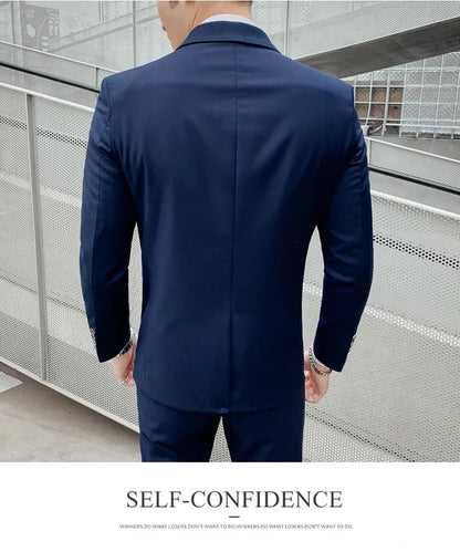Suit (Blazer+ Vest + Pants) Men's Business Gentleman Fashion Slim Work Solid Color Plus Size Fair Dress Wedding Best Man Suit