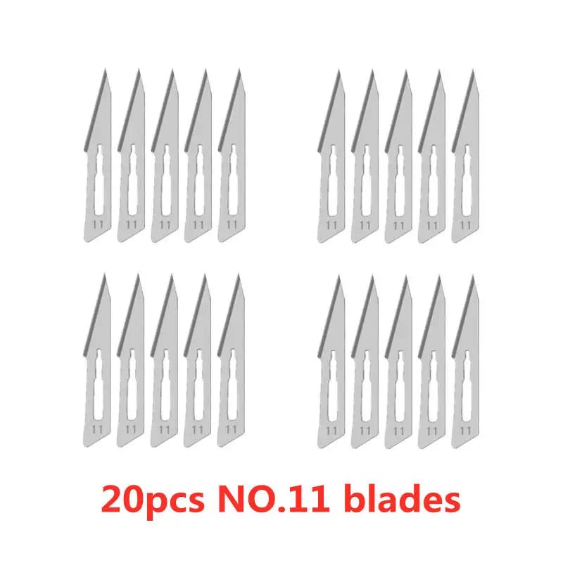 20-100pcs NO.10-15C Carbon Steel Carving Metal Scalpel Blades Handle DIY Cutting Repair Animal Surgical Knife Tool Box Non Slip