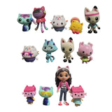 Figura de acción de casa de muñecas Gabby para niños, mercado de dibujos animados para máquina de muñecas cápsula, muñecas Gaby sonrientes abrazando a un coche, regalos de Navidad, 13 piezas por juego 