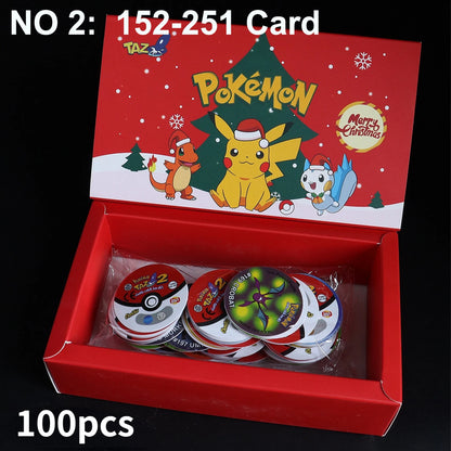 Caja de 100/160 tazos de Pokémon de 1.ª y 2.ª generación, colección de cartas redondas y cuadradas 3D, álbum de entrenadores, Pogs, Cheetos, Chipitaps