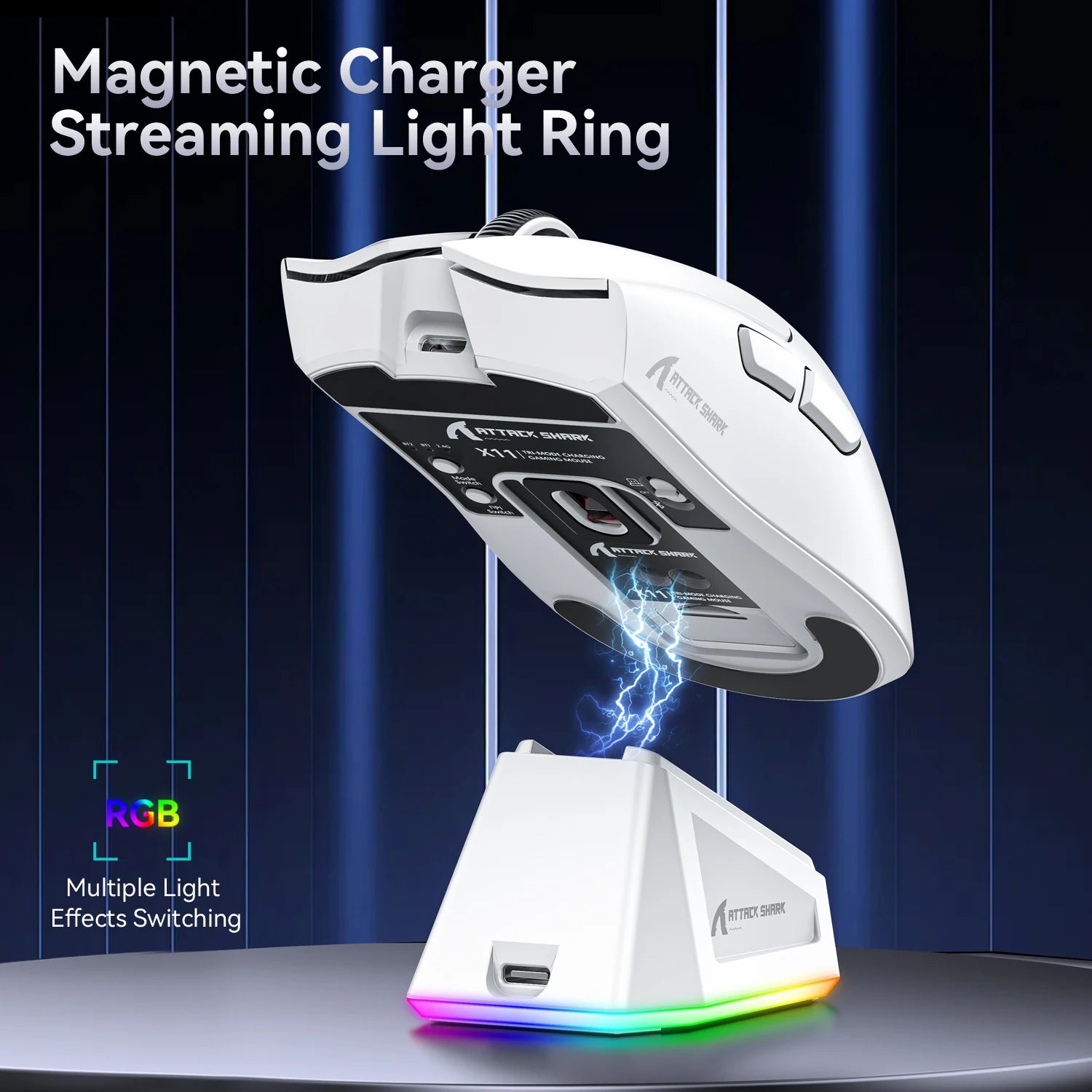 Attack Shark X11 Wireless Mouse Paw3311 22000DPI Buletooth Three Mode Rgb Charging Dock Lightweight Game E-Sports Mouse Laptop