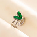 1pc Green Turquoise Ring Hippie Stainless Steel Silver Color Charm Opening Adjustable Ring Women Chunky Bohemian Party Jewelry