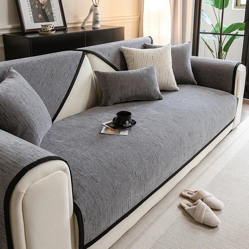 Scratch Sofa Cover Towel Solid Color Non-slip Sofa Backrest Cover Towel Universal New Chenille Sofa Cushion Anti-cat