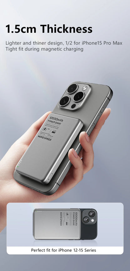 MOVESPEED S10 Magnetic Power Bank 10000mAh 15W Wireless Fast Charge PD20W Mini Portable PowerBank for iPhone Samsung Xiaomi