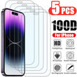 Vidro Temperado para iPhone, Protetor de Tela para iPhone 11, 12, 13 Pro, XR, X, XS Max, 14 Pro Max, Mini 7, 8, 6, 6S Plus, 5S, SE, 5 PCes